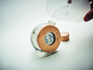 Logo trade advertising products image of: Water powered bamboo LCD clock