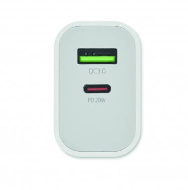 Logo trade corporate gifts picture of: 18W 2 port USB charger EU plug