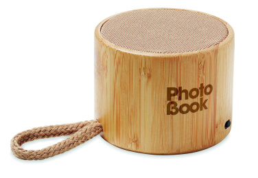 Logotrade promotional items photo of: Round bamboo wireless speaker
