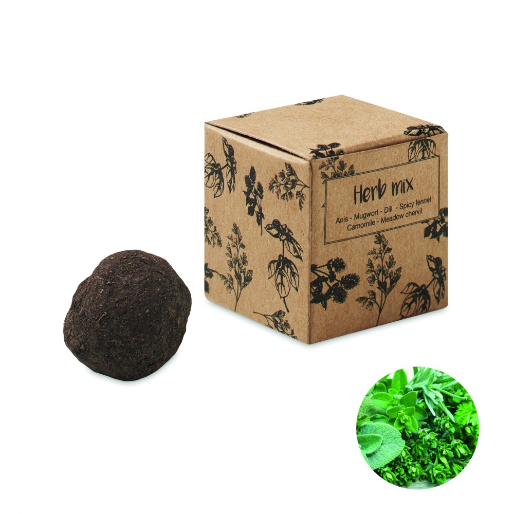 Logotrade promotional gift picture of: Herb seed bomb in carton box