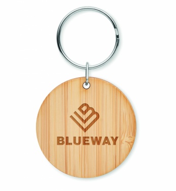 Logotrade promotional merchandise image of: Round bamboo key ring Pieksämäki