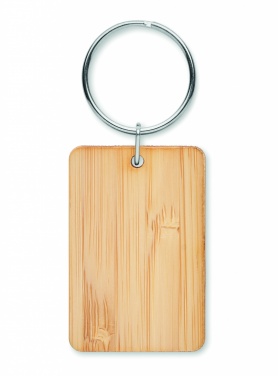 Logo trade promotional gifts image of: Rectangular bamboo key ring Riihimäki
