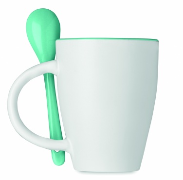 Logo trade promotional merchandise photo of: Bicolour mug with spoon 250 ml