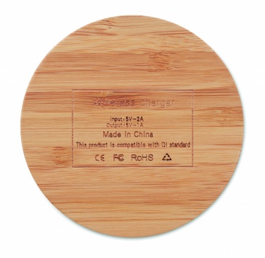 Logo trade promotional product photo of: Wireless charger bamboo 5W