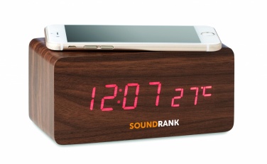 Logo trade promotional gifts picture of: LED clock/5W wireless charger