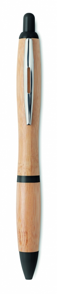 Logo trade promotional items image of: Ballpoint pen made of ABS and bamboo