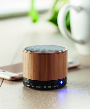 Logotrade corporate gifts photo of: Round Bamboo wireless speaker