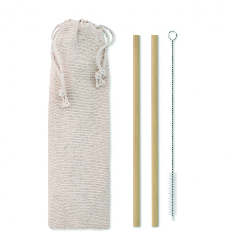 Logo trade promotional giveaways image of: Bamboo Straw w/brush in pouch