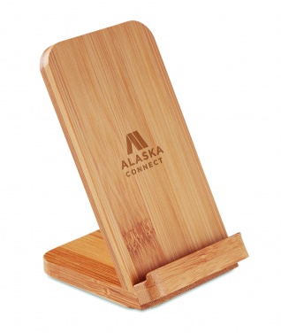 Logo trade corporate gift photo of: Bamboo wireless charge stand 5W WIRESTAND