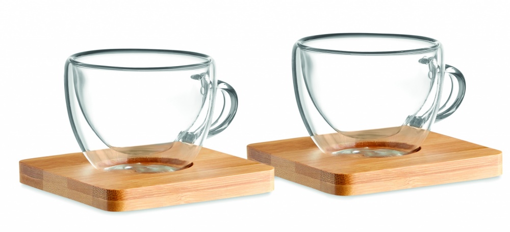 Logo trade advertising products picture of: Set of 2 double wall espresso