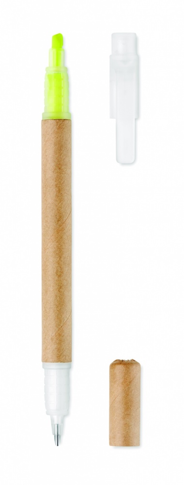Logo trade corporate gifts picture of: 2 in 1 carton pen highlighter