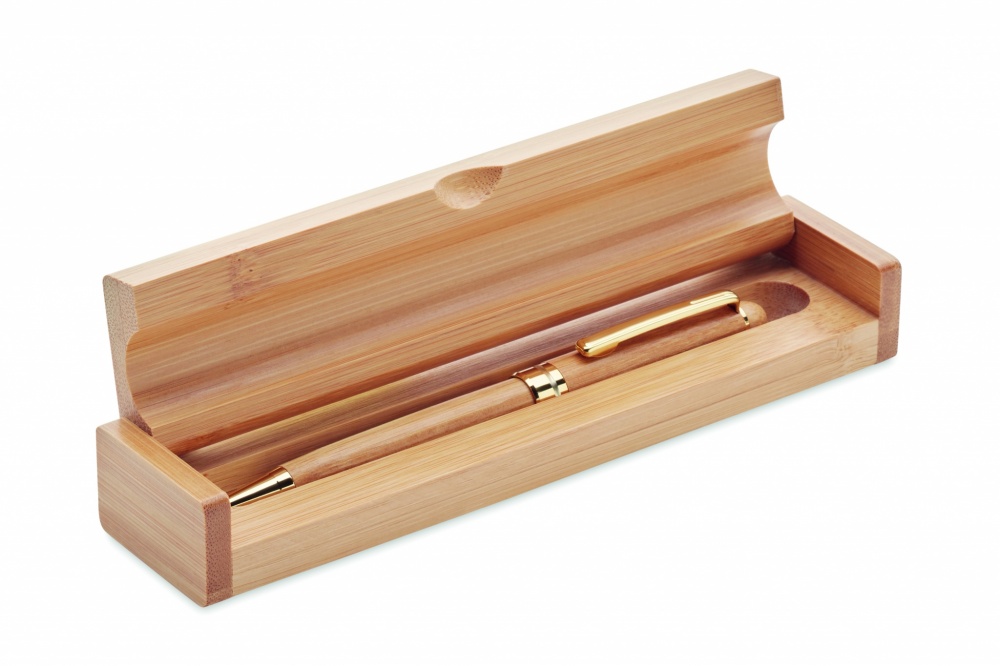 Logotrade promotional gifts photo of: Bamboo twist-action ballpoint pen in a box