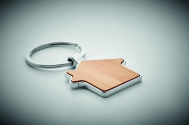 Logo trade advertising product photo of: House key ring metal bamboo NORDIC