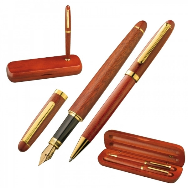 Logo trade promotional products image of: Rosewood writing set OXFORD