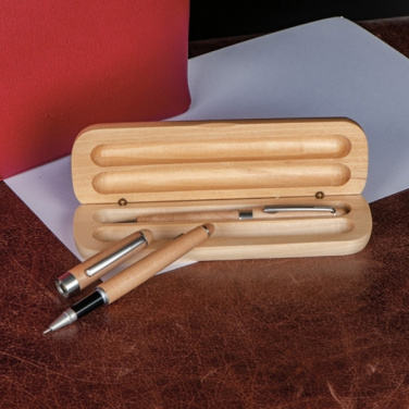 Logotrade promotional item image of: Wooden writing set ballpen and roller INDIANAPOLIS