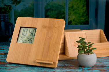Logotrade promotional gift image of: Bamboo weather station GRANADA