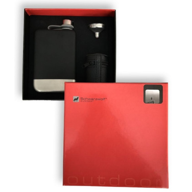 Logotrade promotional giveaway image of: Hip flask set TAHAT Schwarzwolf