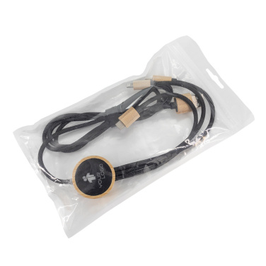 Logotrade promotional product picture of: 3-in-1 cable with elighted logo in a wooden casing, LH-ZMU06