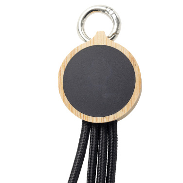 Logo trade promotional products picture of: 4-in-1 cable with elighted logo in a wooden casing, LH-ZMU05