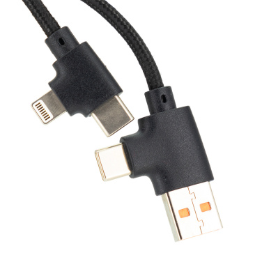 Logotrade promotional gift picture of: 4in1 long wooden cable with elighted logo for engraving