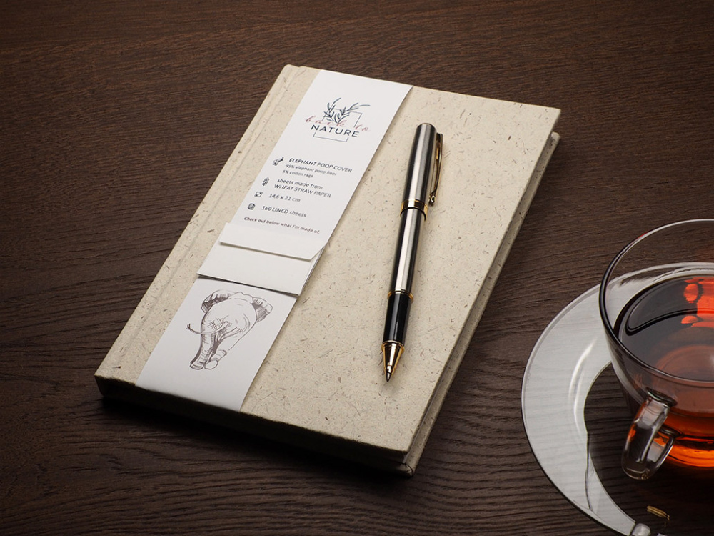 Logo trade promotional merchandise photo of: Recycled Elephant Poo Notebook 209734400