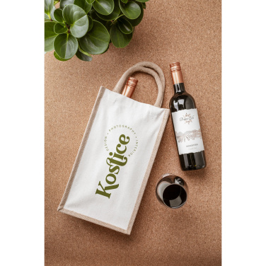 Logo trade promotional gifts picture of: Jute Canvas Double Wine Bag