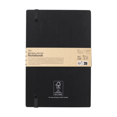 Logotrade promotional gift picture of: Bamboo Journal Naked Spine Paper Notebook Black A5