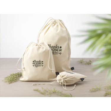 Logotrade promotional merchandise image of: Gift Pouch Natural GRS Recycled Cotton (150 g/m²) L