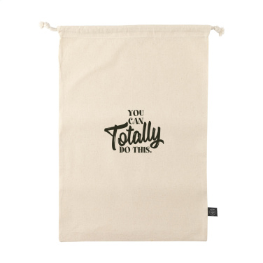 Logo trade promotional gifts image of: Gift Pouch Natural GRS Recycled Cotton (150 g/m²) L
