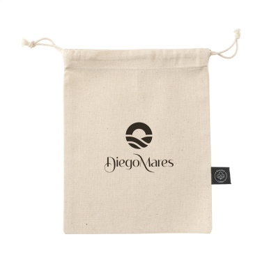 Logotrade promotional product picture of: Gift Pouch Natural GRS Recycled Cotton (150 g/m²) S