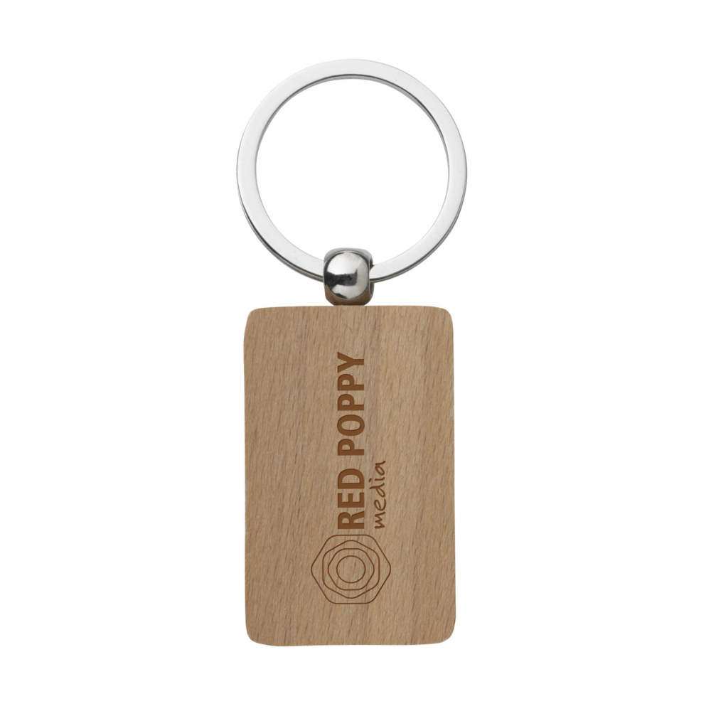 Logo trade advertising products image of: WoodKey Rectangle keychain
