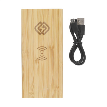 Logo trade promotional merchandise image of: Bamboo 8000 Wireless Powerbank wireless charger