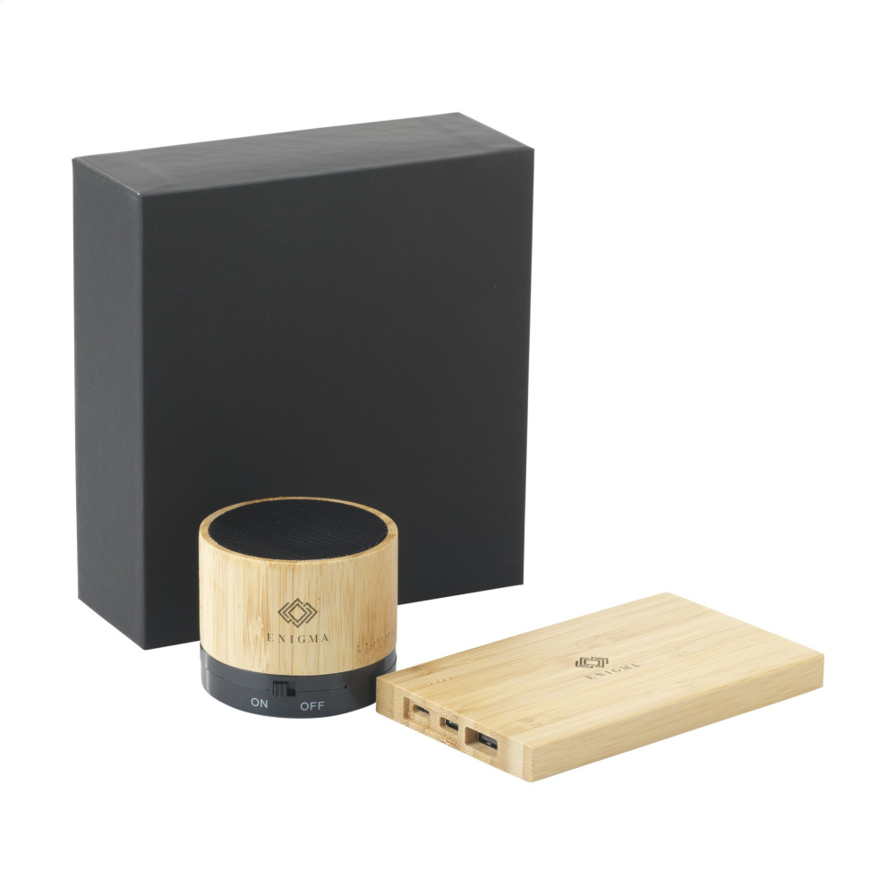 Logotrade promotional merchandise picture of: PowerBox Bamboo gift set