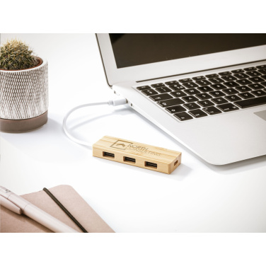 Logo trade corporate gifts image of: Bamboo USB Hub