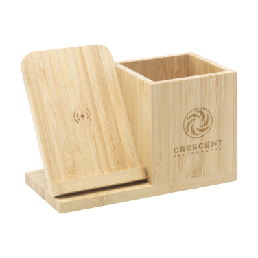 Logotrade promotional merchandise photo of: Bamboo Boss 15W charger/pen holder