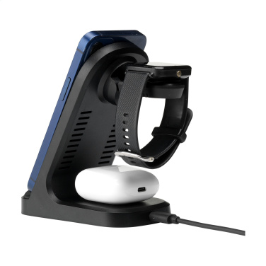 Logo trade promotional gifts image of: Triple-Up RCS Recycled ABS Wireless Charger Stand