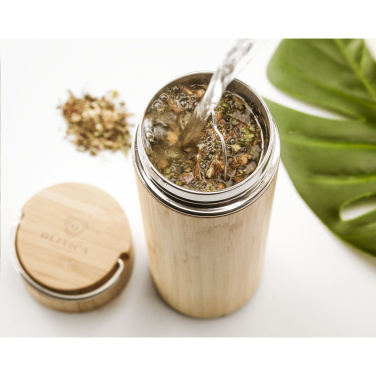Logo trade promotional merchandise picture of: Nikko 330 ml bamboo thermo bottle/thermo cup
