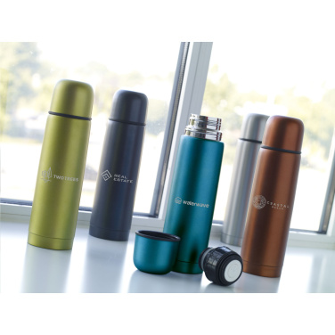 Logotrade promotional merchandise picture of: Frosted Bottle RCS Recycled Steel 500 ml thermo bottle