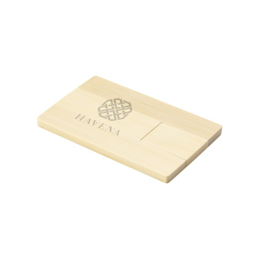 Logo trade corporate gifts image of: CreditCard USB Bamboo 32 GB
