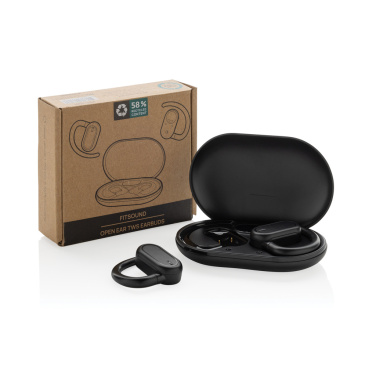Logo trade promotional merchandise photo of: Fitsound RCS recycled plastic open ear TWS earbuds