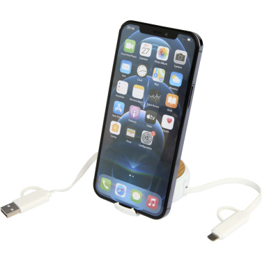 Logotrade promotional product image of: Chechia 5-in-1 recycled plastic 100 cm retractable data sync and 45W fast charge cable