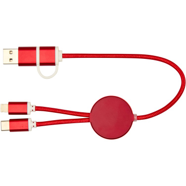 Logo trade advertising product photo of: Alasia 5-in-1 recycled aluminium and plastic 30 cm data sync and 27W fast charge cable