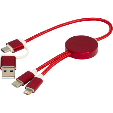 Logo trade promotional merchandise photo of: Alasia 5-in-1 recycled aluminium and plastic 30 cm data sync and 27W fast charge cable