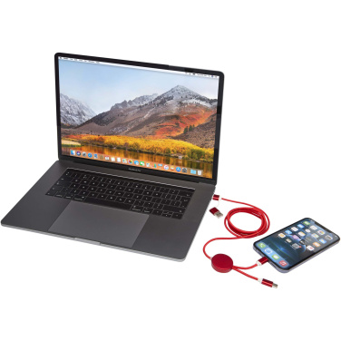 Logotrade advertising product image of: Alasia 5-in-1 recycled aluminium and plastic 150 cm data sync and 27W fast charge cable