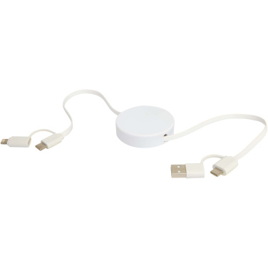 Logo trade advertising products picture of: Citala 5-in-1 recycled plastic 90 cm retractable data sync and 40W fast charge cable