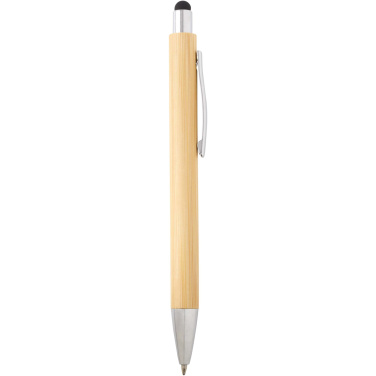 Logo trade promotional merchandise picture of: Oblys bamboo ballpoint pen and mechanical pencil set (black ink)