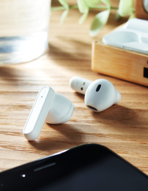 Logo trade promotional giveaways picture of: TWS earbuds in bamboo case