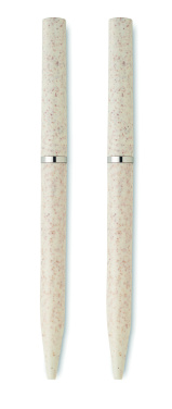 Logo trade corporate gifts image of: Wheat straw/ABS twist pen set