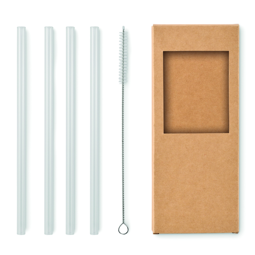 Logo trade corporate gift photo of: 4 reusable glass straws