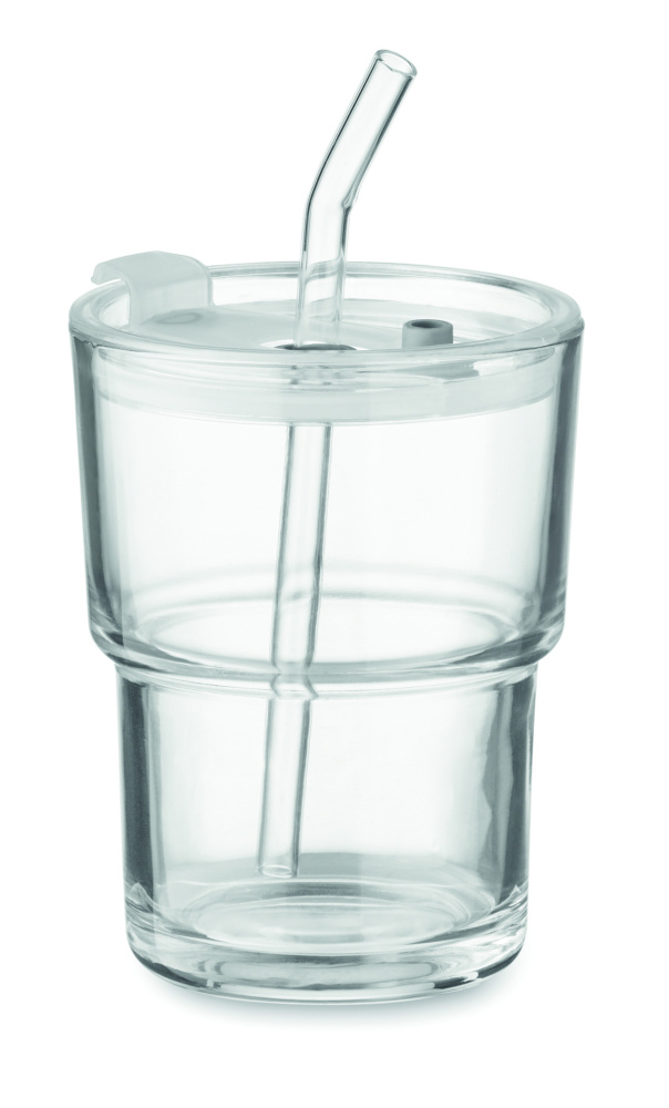Logotrade promotional giveaway picture of: Glass tumbler with straw 400ml